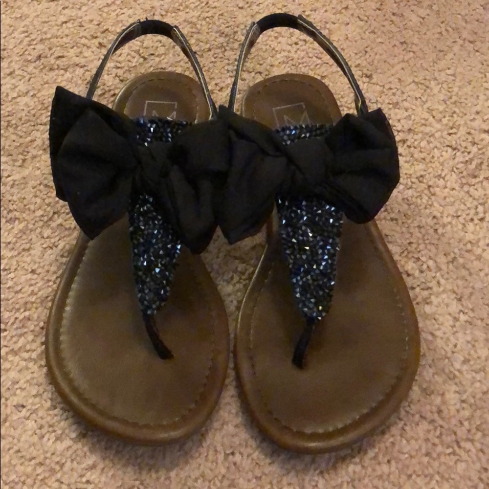 Black Bow Glitter Sandals